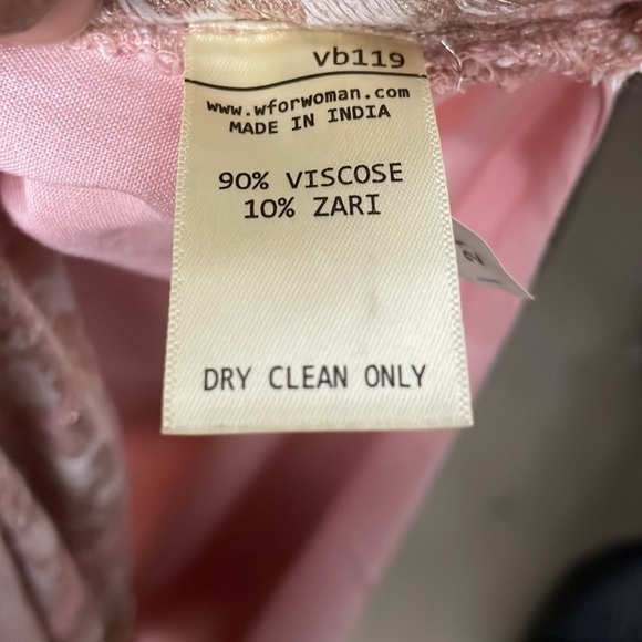 W Light Pink/Peach Dobby Kurta - Picture 16 of 17